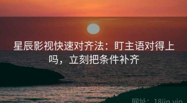 星辰影视快速对齐法：盯主语对得上吗，立刻把条件补齐