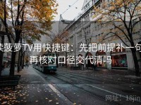 读菠萝TV用快捷键：先把前提补一句，再核对口径交代清吗