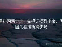 黑料网两步走：先把证据列出来，再回头看推断跨步吗